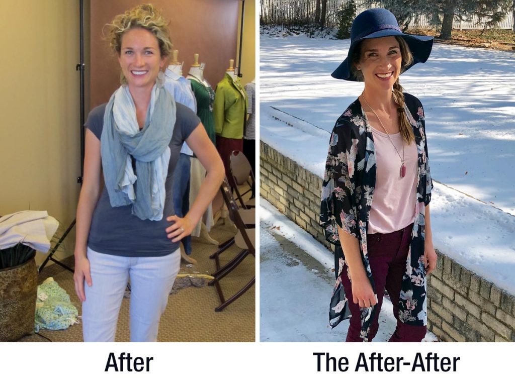 Anne Tuttle Brown showing her Dressing Your Truth Before & After picture