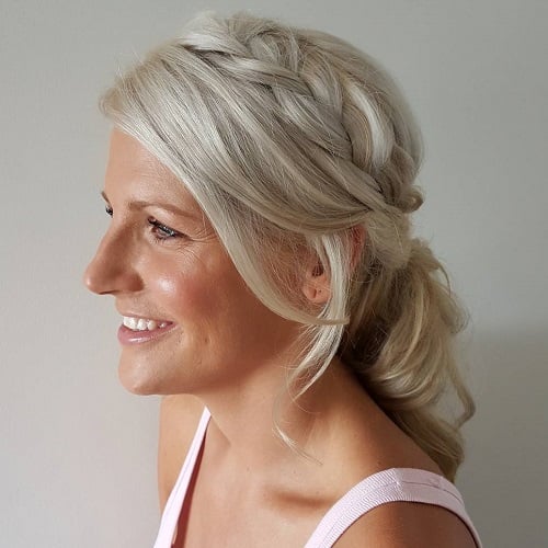 Ash Blonde Side Braid Hairstyle to Make You Look Younger