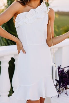 Lots To Love White Ruffled One Shoulder Dress