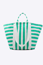 Jane Tote Bag in Green Nautical Stripe
