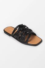 Black Square Toe Flat Sandals