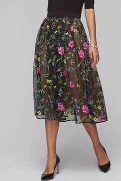 Embroidered Fit & Flare Skirt